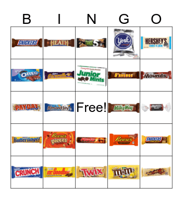 Chocolate Bar Bingo Card