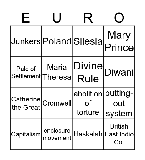 euro bingo Card