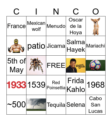 Cinco de Mayo Bingo Card