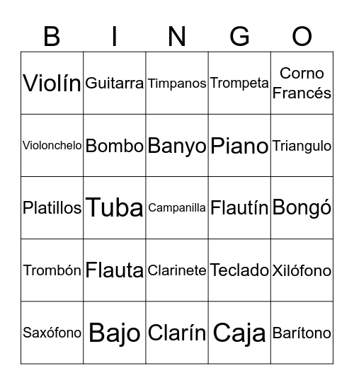 Bingo interactivo Relish Instrumentos musicales 