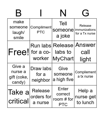 Nurses Week Bingo!  Bingo Card