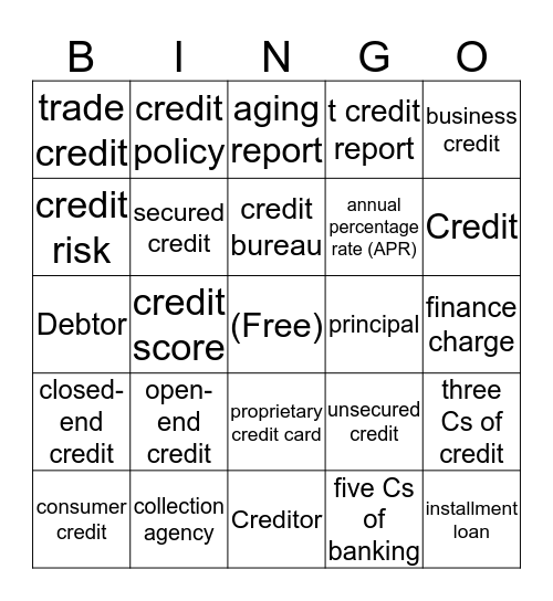 CH. 16 Vocabulary Bingo Card