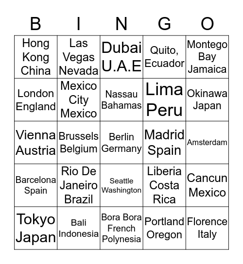 Hilton Has 570 Properties in 80 Different Countries Bingo Card