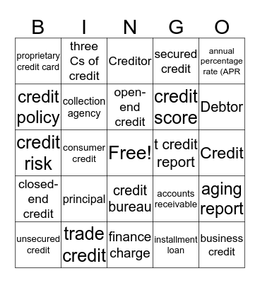 vocab  Bingo Card
