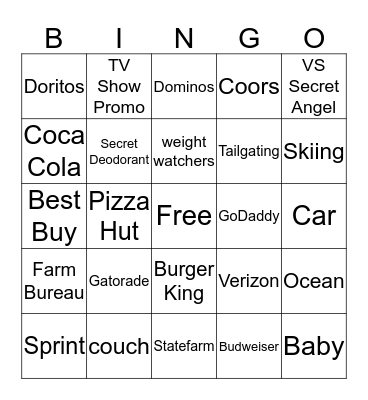 Super Bowl Bingo Card