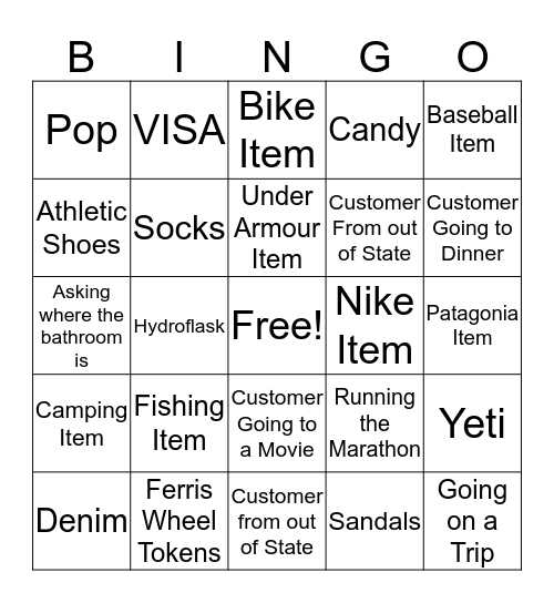 MONDAY BINGO! Bingo Card