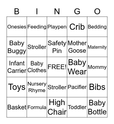 BABY SHOWER BINGO Card