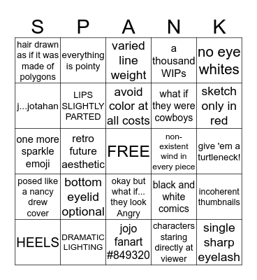 spankhorn bingo Card