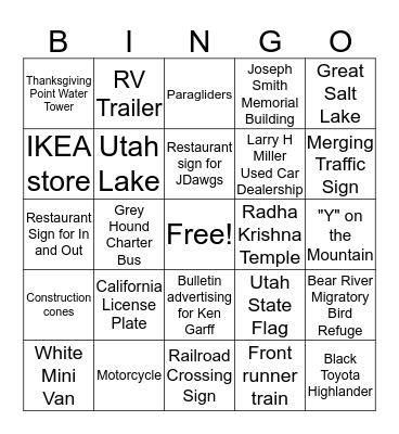 I Spy BINGO Card