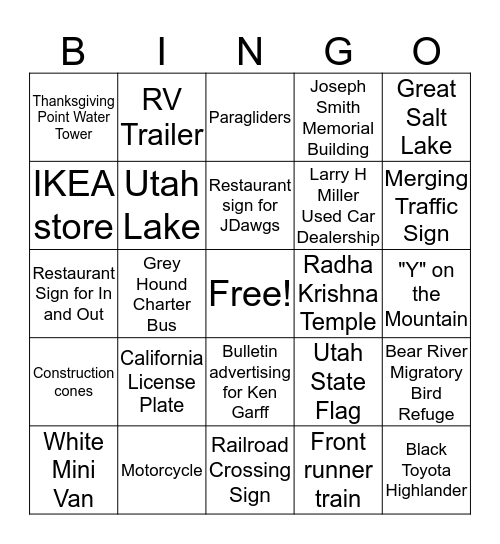 I Spy BINGO Card