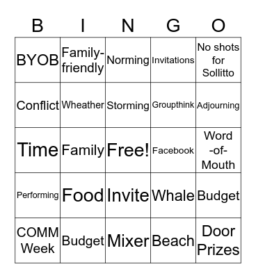 Whaley Cool Bingo Card