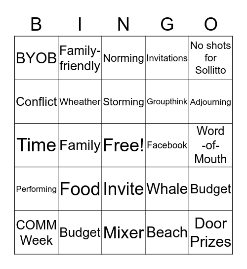 Whaley Cool Bingo Card