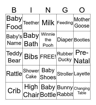 BABY SHOWER BINGO Card