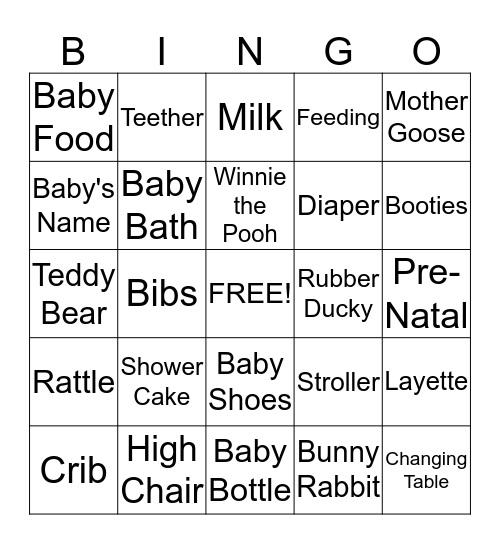 BABY SHOWER BINGO Card