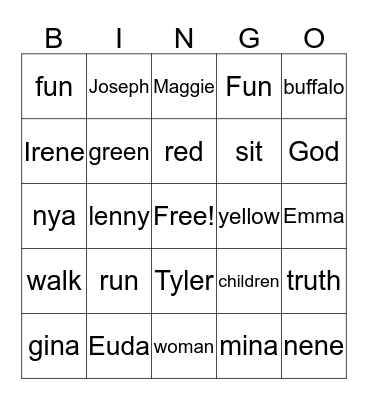 2019 Taylor Family Reunion Bingo Card