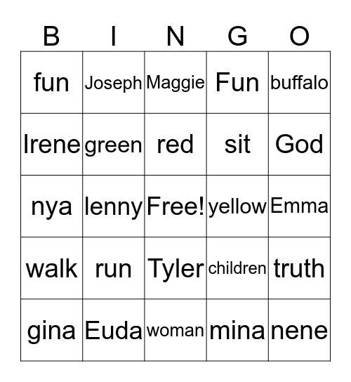 2019 Taylor Family Reunion Bingo Card