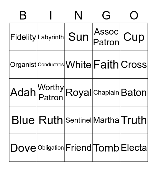 OES Bingo Card