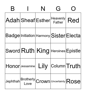 OES Bingo Card
