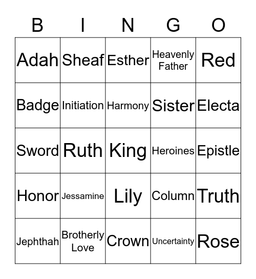 OES Bingo Card