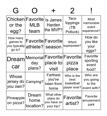 Fan Connect Bingo Card