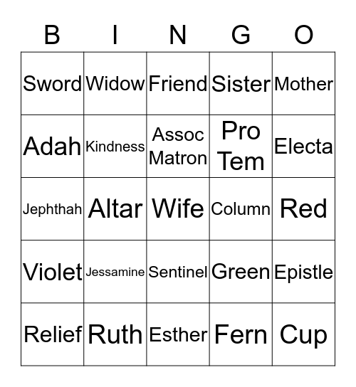 OES Bingo Card