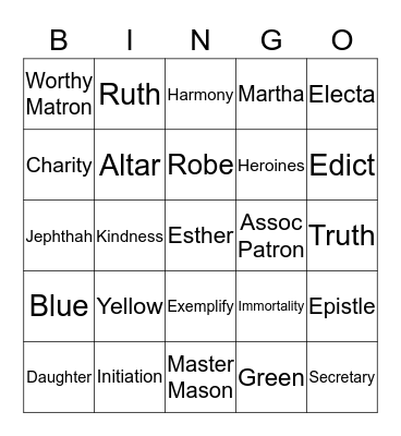 OES Bingo Card