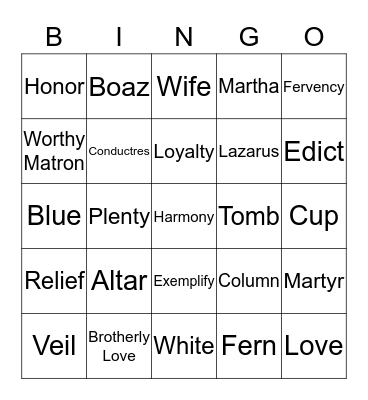 OES Bingo Card