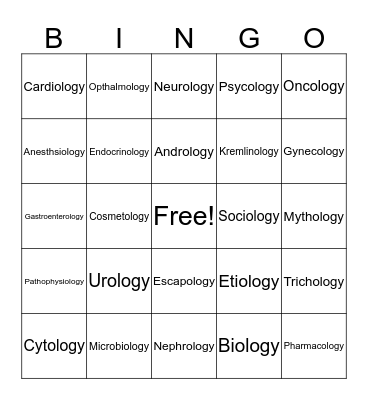 -Ology Bingo Card