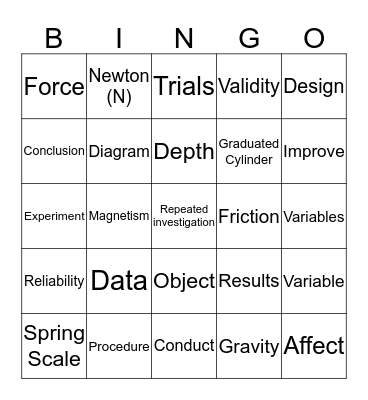 Science Bingo  Bingo Card