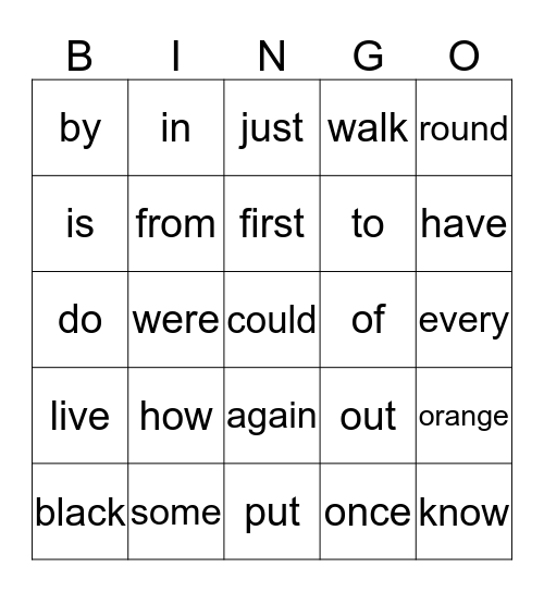 Level 6 Sight Words Bingo Card