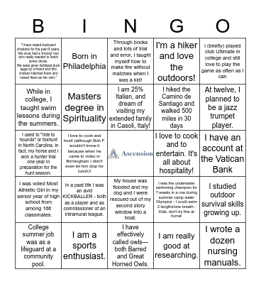 Ministry Formation Community of Practice Bingo Card