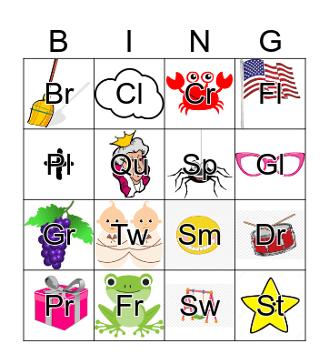 Beginning Blends Bingo Card