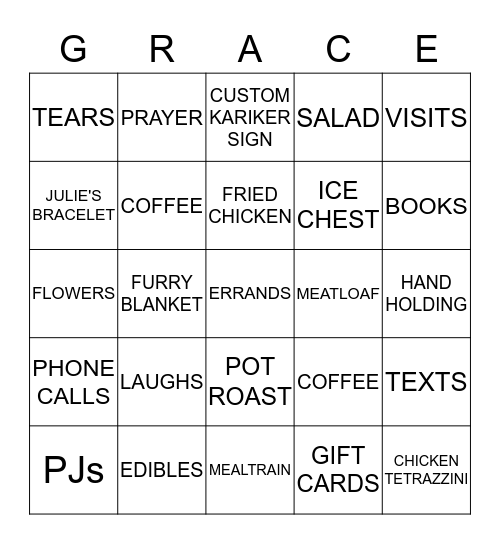GRACE Bingo Card
