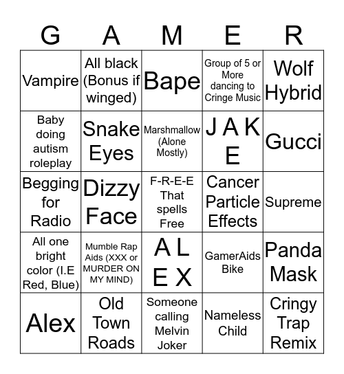 Shitblox Bingo Card