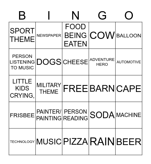 SUPER BOWL COMMERCIAL BINGO Card