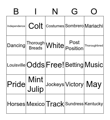 Cinco de Derby Bingo Card
