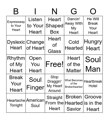 Mental Floss Music Bingo: Heart & Soul Bingo Card