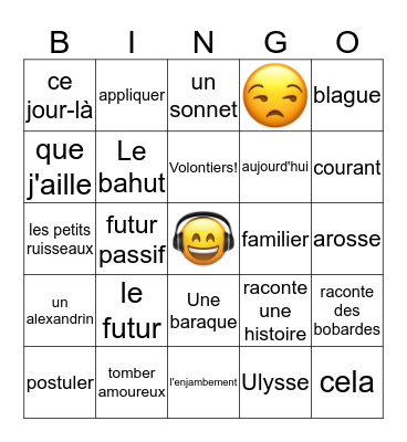 Advanced French II  Bingo Card