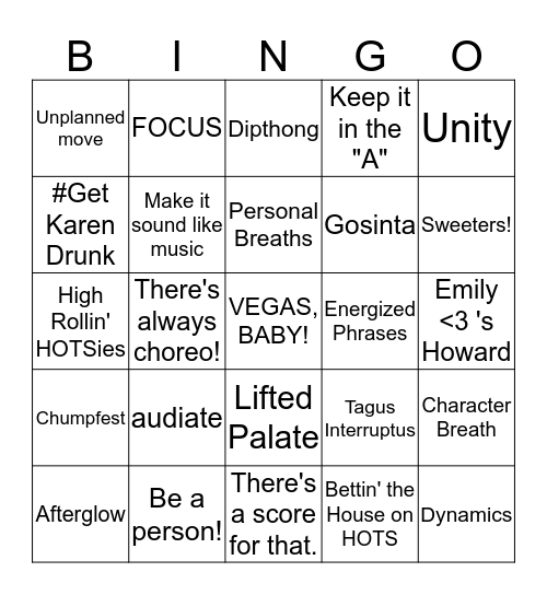 HOTS Vegas Bingo! Bingo Card