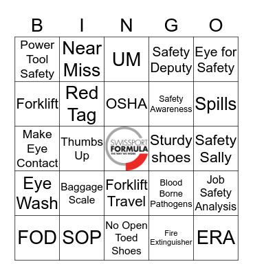 Swissport Safety Bingo Card