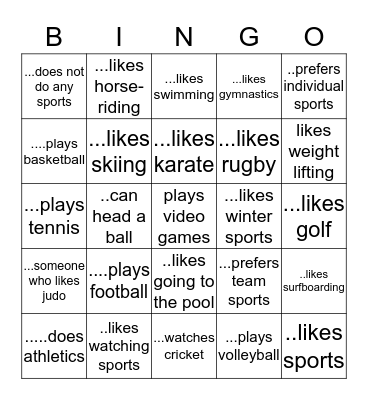 Find Someone who...bingo card Bingo Card