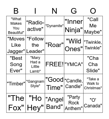 Music Bingo Card