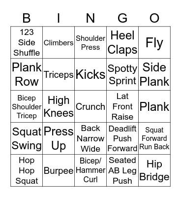 FITNESS BINGO Card
