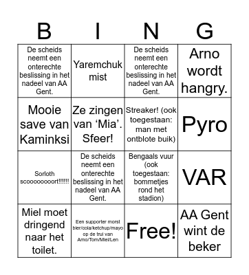Wereldbekerbingo Card
