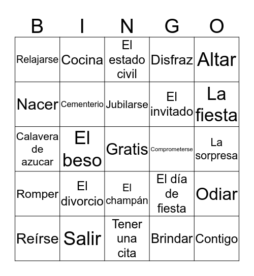 Descubre 1 Leccion 9: las celebraciones Bingo Card