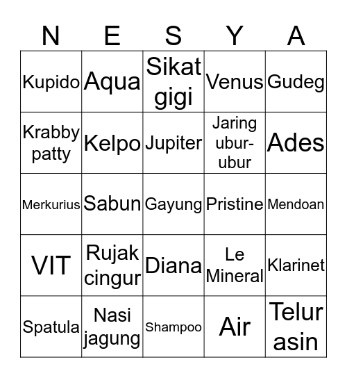 YIHA Bingo Card