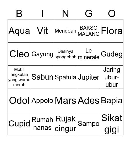 FAHMI PUNYA. Bingo Card