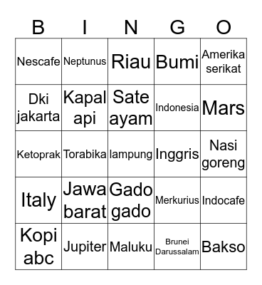 Bingonya aksa Bingo Card