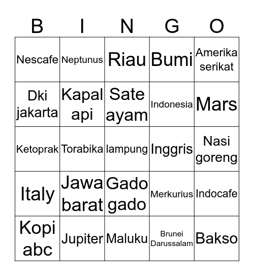 Bingonya aksa Bingo Card
