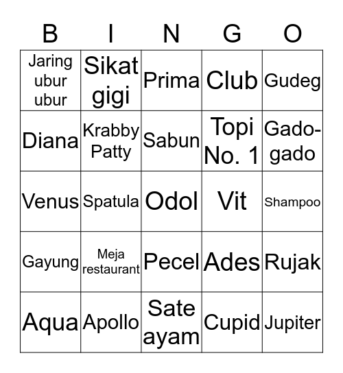 TANAYA Bingo Card